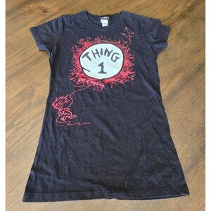 Universal Studios Dr. Seuss Thing 1 T-Shirt Women Small Black Red Tee Kite Rare